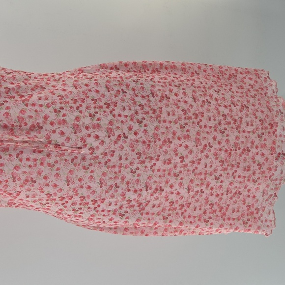 Floral Pink Dress with Ruffle Sleeves - Picture 10 of 16